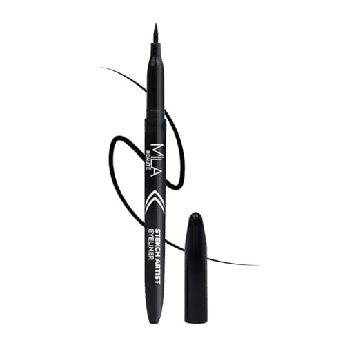 Mila Beaute Sketch Artist Eyeliner, Intense Matte, Long Lasting, Waterproof Black Eyeliner I Smudgeproof & Quick Drying with Jojoba Oil i Fine Tip for Precise Application