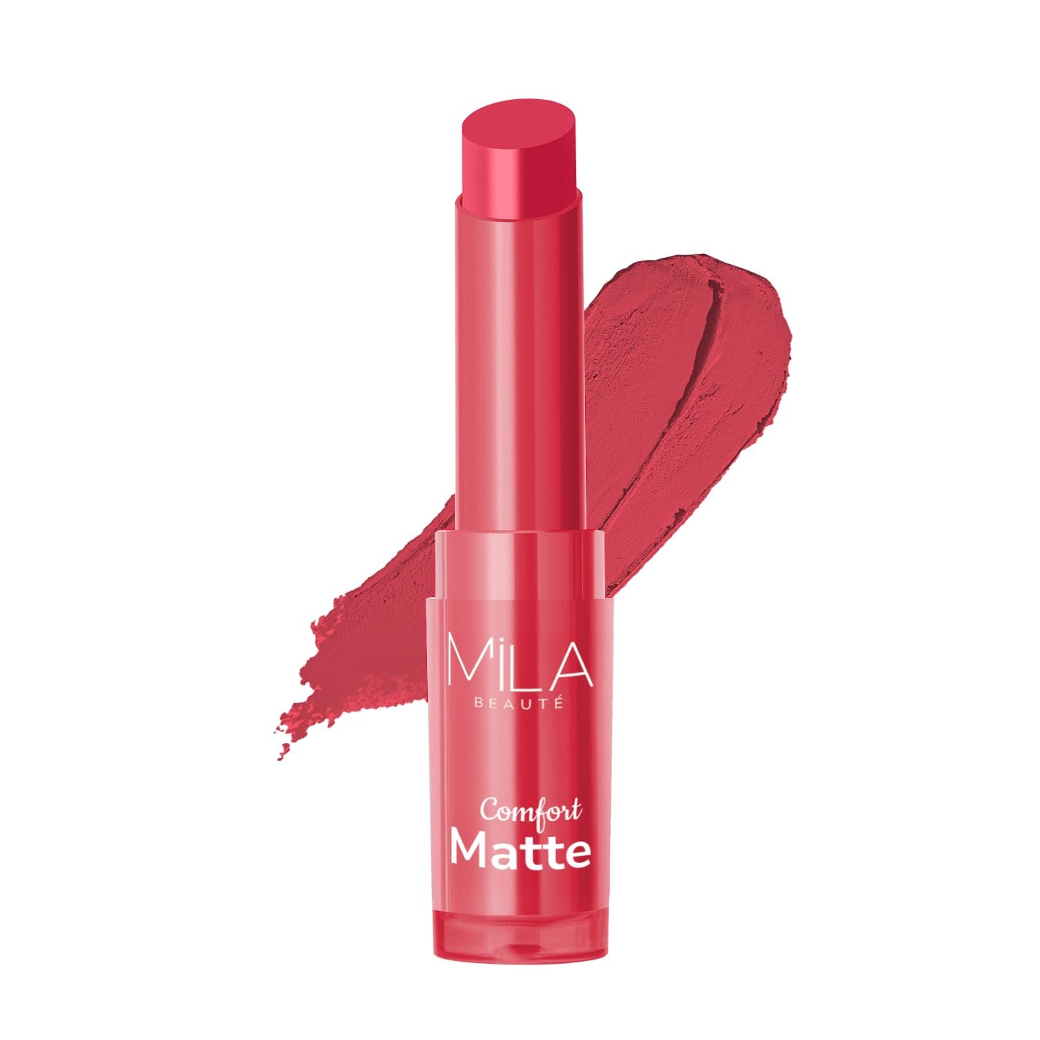 Mila Beauté Creamy Comfort Matte Long-Lasting Lipstick for Women | Highly Pigmented & Hydrating Lipstick with Jojoba | Single Swipe Application | Suitable for Indian Skin Tones – PINK BLAST