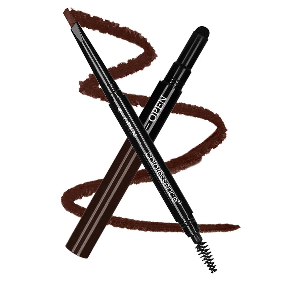 COLORESSENCE 3-in-1 Multifunction Eyebrow Pencil with Spoolie & Styler, Brown, 0.72gm | Long Lasting | Matte Finish | Waterproof