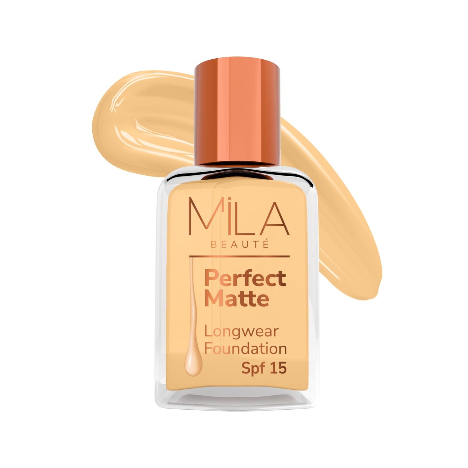 Mila Beauté Perfect Matte Long Wear Foundation | High Coverage, Light Weight & Water Resistant I Oil Free Formula With SPF 15 & Vitamin E | Smooth Matte Finish | Keeps Skin Hydrated | Shade – ( 2 Natural Beige, 30ml)