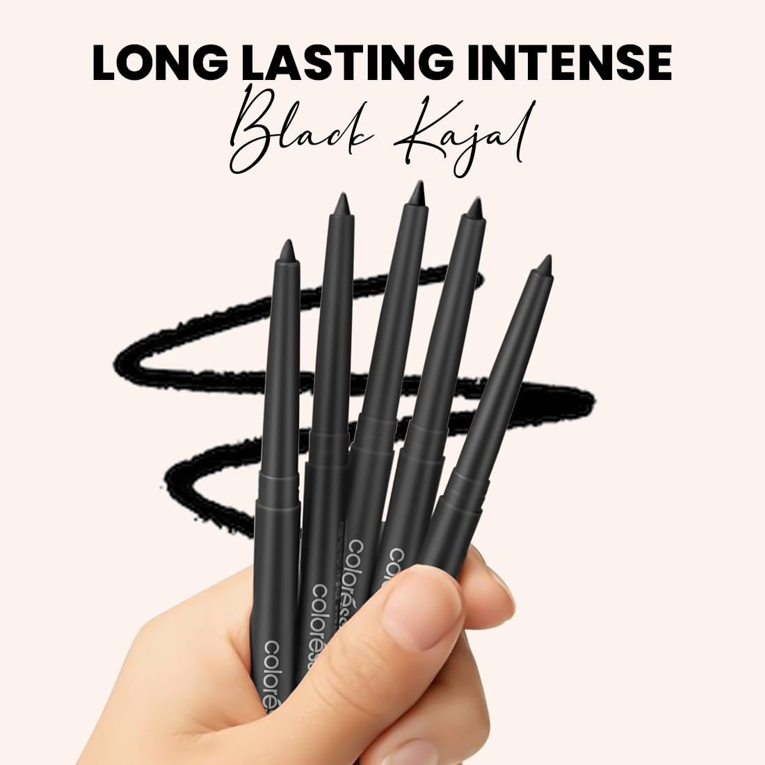 Coloressence Ipop Kajal Pencil, Intense Black, Pack of 2 | Long Lasting | Waterproof | Smudgeproof | Enriched with Almond Oil, Camphor, Triphala