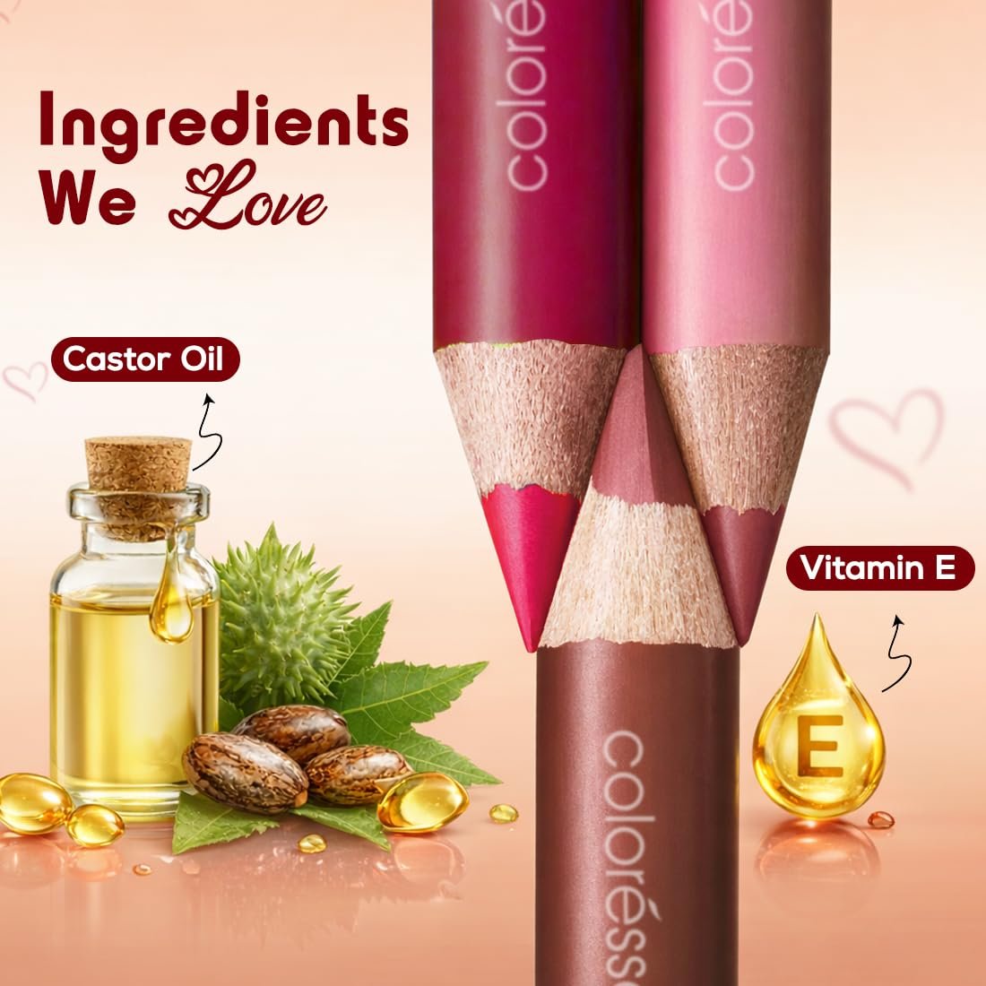 Coloressence Matte Lip Love Liner Pencil Kit, Multicolor, Pack of 9 Shades with FREE Sharpener | Long Lasting | Lightweight | Highly Pigmented | Enriched with Castor Oil & Vitamin E - Image 3