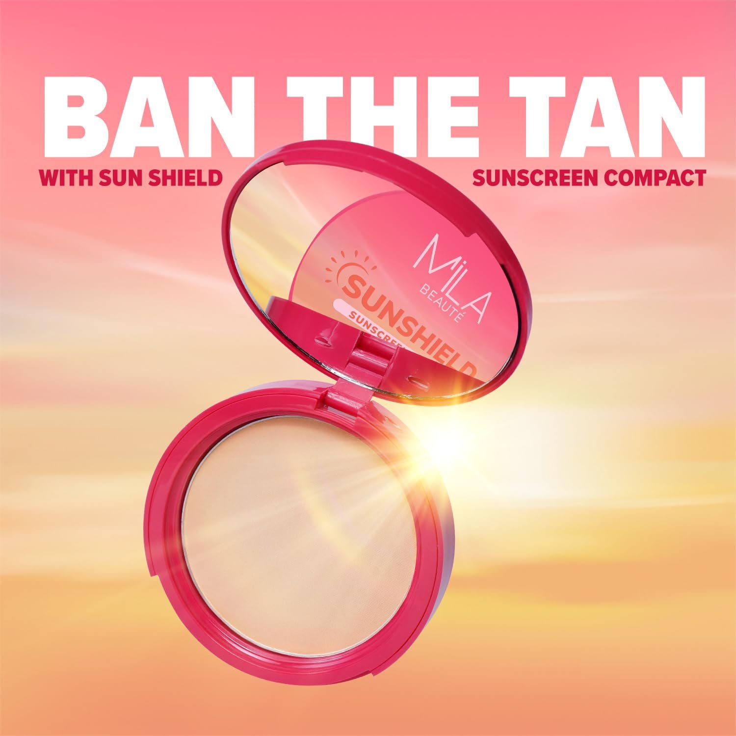 Mila Beauté Sun Shield Sunscreen Compact for Women | Spf 50 Pa+++ Uv Protection | Oil-free Pore Blurring Matte Finish | Niacinamide & Ceramides | Lightweight & Suitable for All Skin Types – (9g,1 Ivory )
