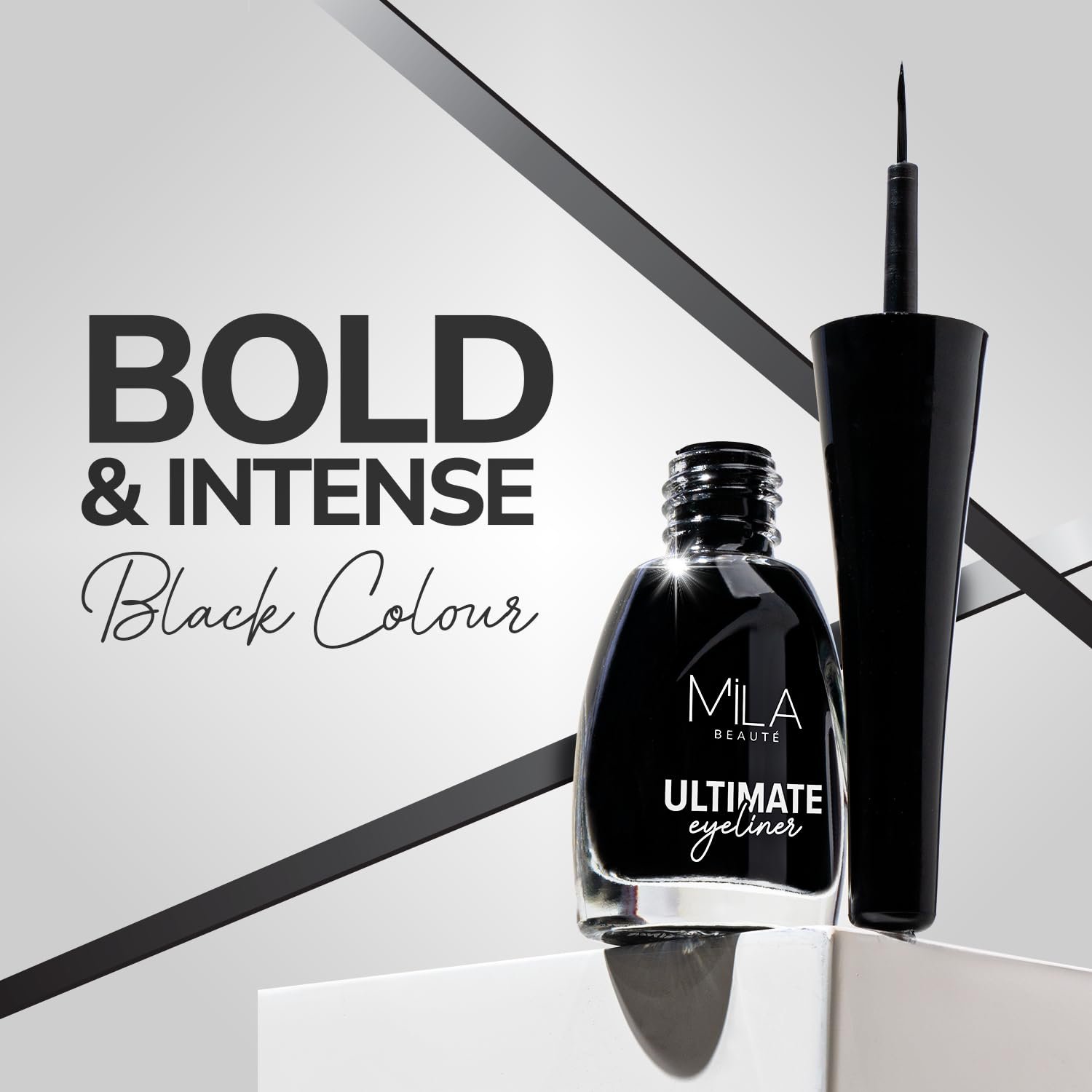 MILA BEAUTÉ Ultimate Eyeliner | Water Resistant & Quick Dying Eyeliner | Intense Color with Long Lasting Formula | 6ml Black