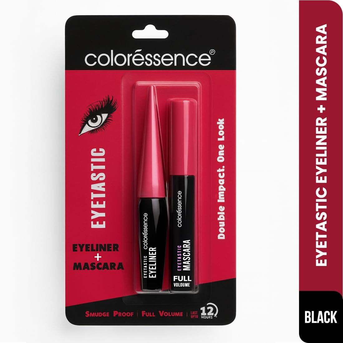 Coloressence Eyetastic Duo Eyeliner and Mascara Combo | Long Lasting | Full Volumizing | Smudgeproof | Water-Resistant