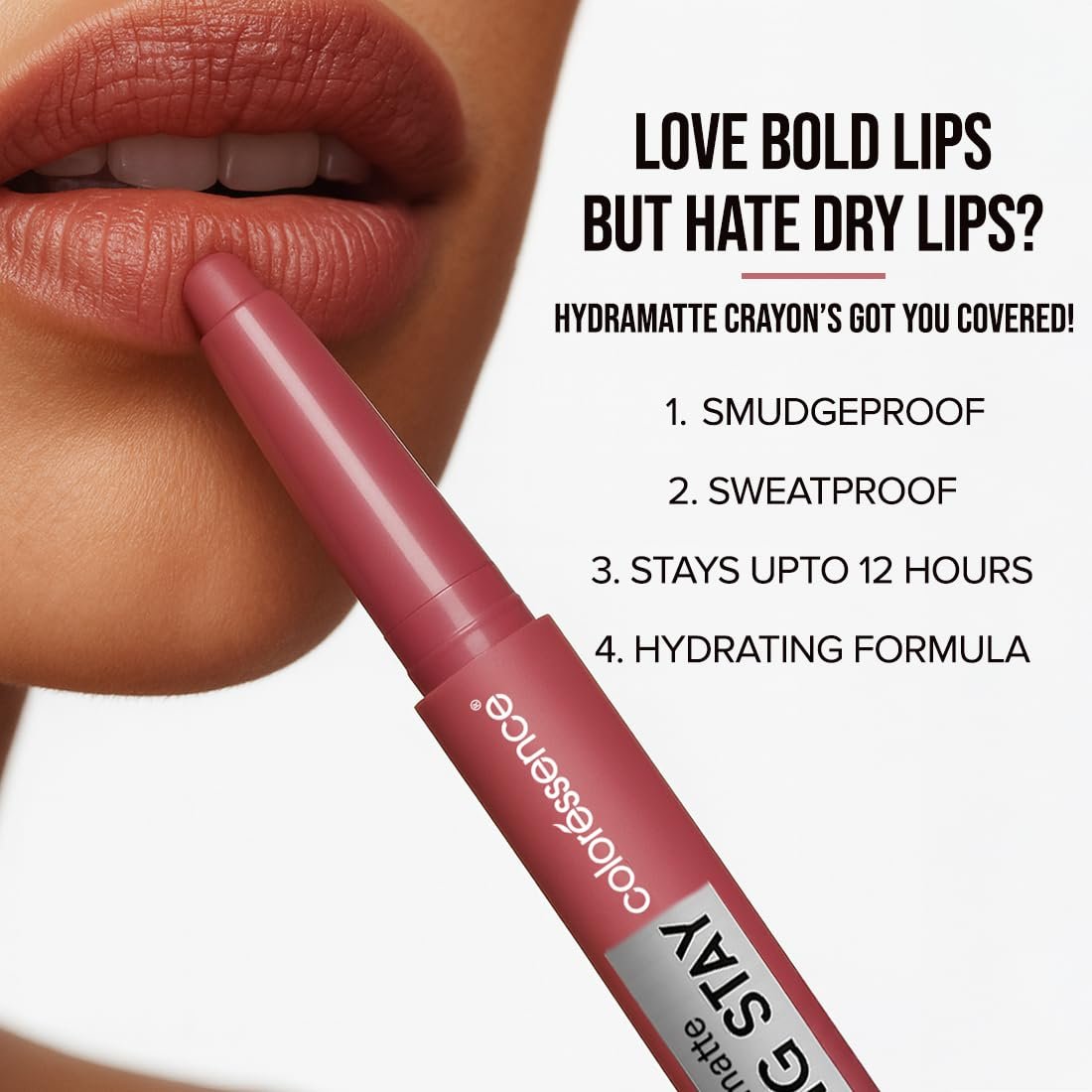 Coloressence Hydra Matte Lip Crayon Lipstick, Blaze, 1gm | Long Lasting | Matte Finish | Hydrating Formula | Smudgeproof | Sweatproof | Rich Coverage - Image 2