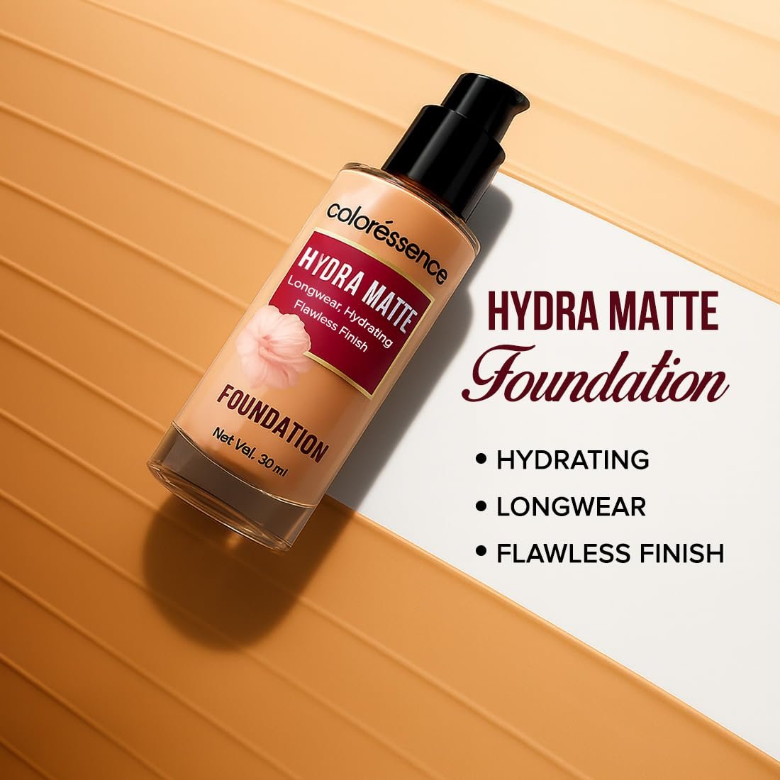 Coloressence Hydra Matte Liquid Foundation, Ivory, 30ml | For All Skin Types | Long Lasting | Lightweight | Full Coverage | Hydrating Formula