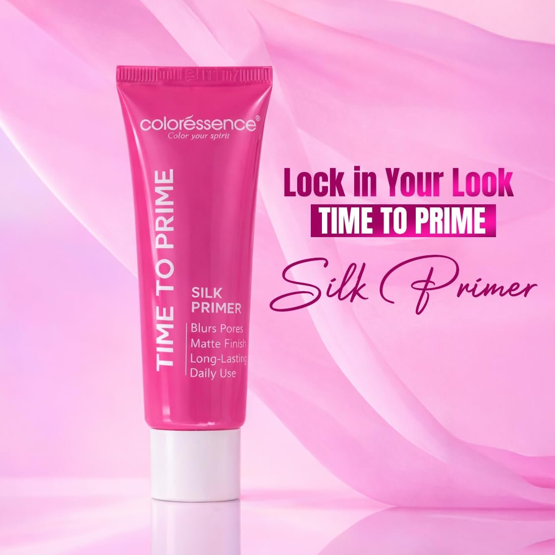 Coloressence Time to Prime Silk Primer, 30ml | Blurs Pores | For All Skin Types | Matte Finish | Long Lasting | Enriched with Vitamin E & Wheatgerm Oil Extracts