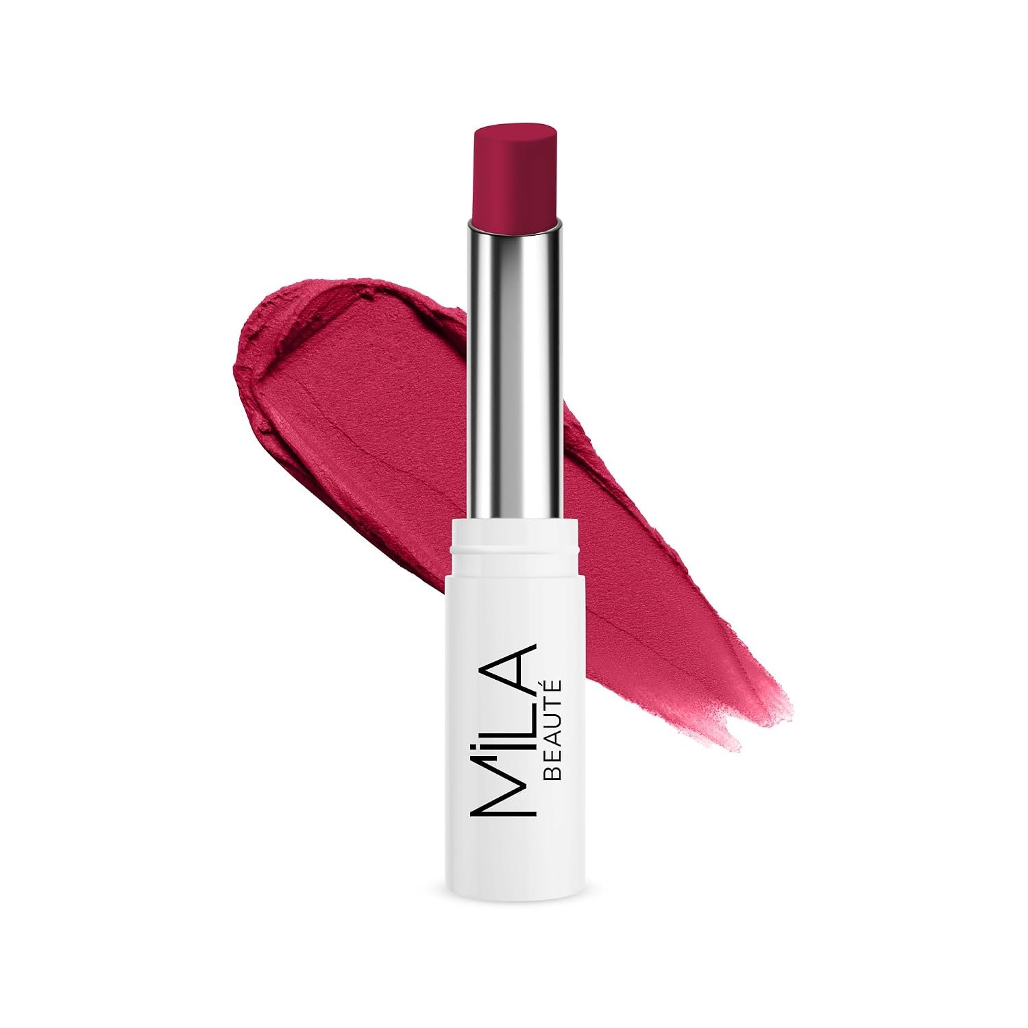 Mila Beauté 24 Hrs Locked In Lips Transfer Proof Lipstick | Enriched With Mango Seed Butter & Hyaluronic Acid | Transfer Proof Formula with Velvety Texture | Smudge Proof & Highly Pigmented | Shade – (Floral Pink, 3.2g)
