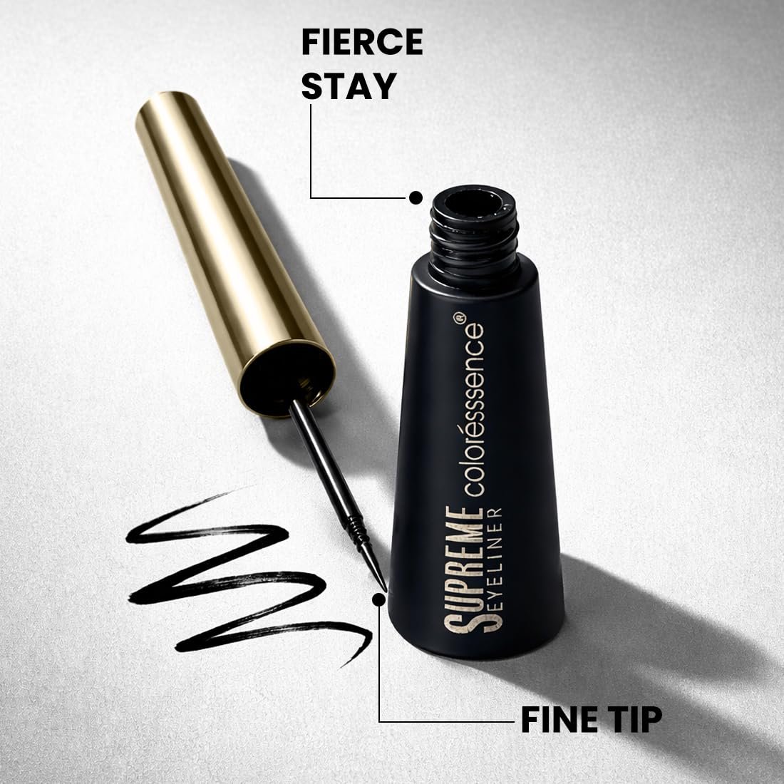 Coloressence Supreme Eyeliner, Intense Black, 5ml | Long Lasting | Waterproof | Smudgeproof | Quick Dry | Precision Applicator Tip | Easy Application