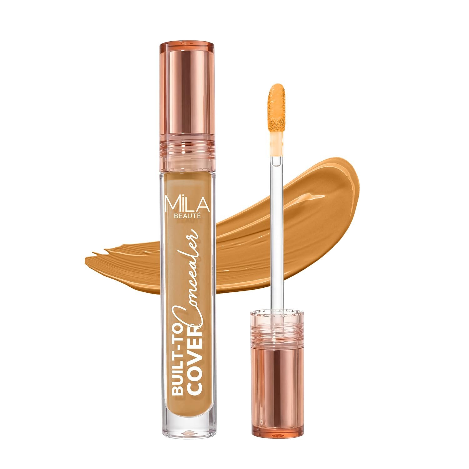 Mila Beauté Built to cover liquid concealer for women with SPF & Hyaluronic acid| Full coverage matte finish concealer for dark circles | Easily blendable & Waterproof formula| Suitable for Indian Skin Tones – 110-CRUSHED CARAMEL