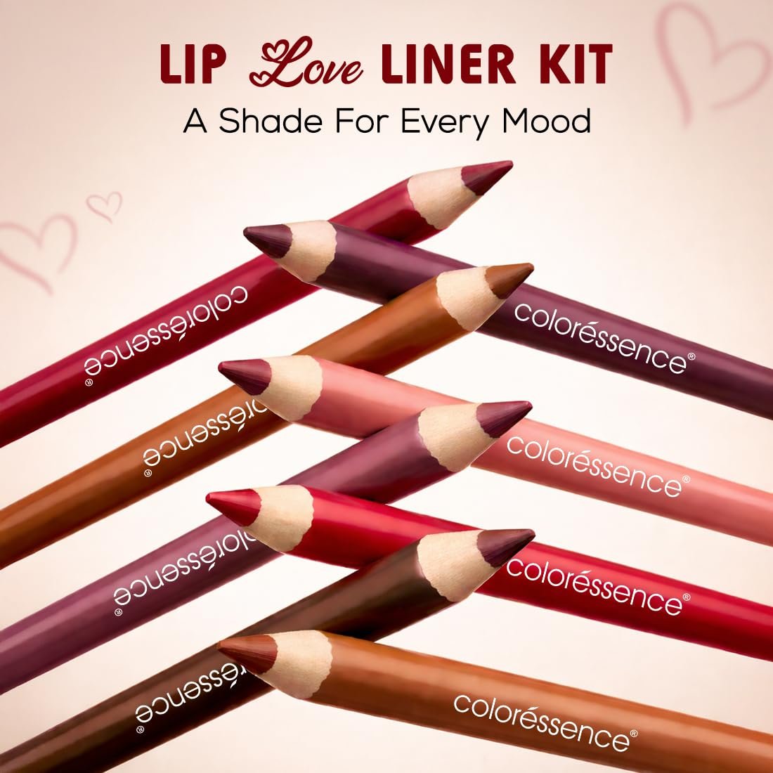 Coloressence Matte Lip Love Liner Pencil Kit, Multicolor, Pack of 9 Shades with FREE Sharpener | Long Lasting | Lightweight | Highly Pigmented | Enriched with Castor Oil & Vitamin E - Image 2