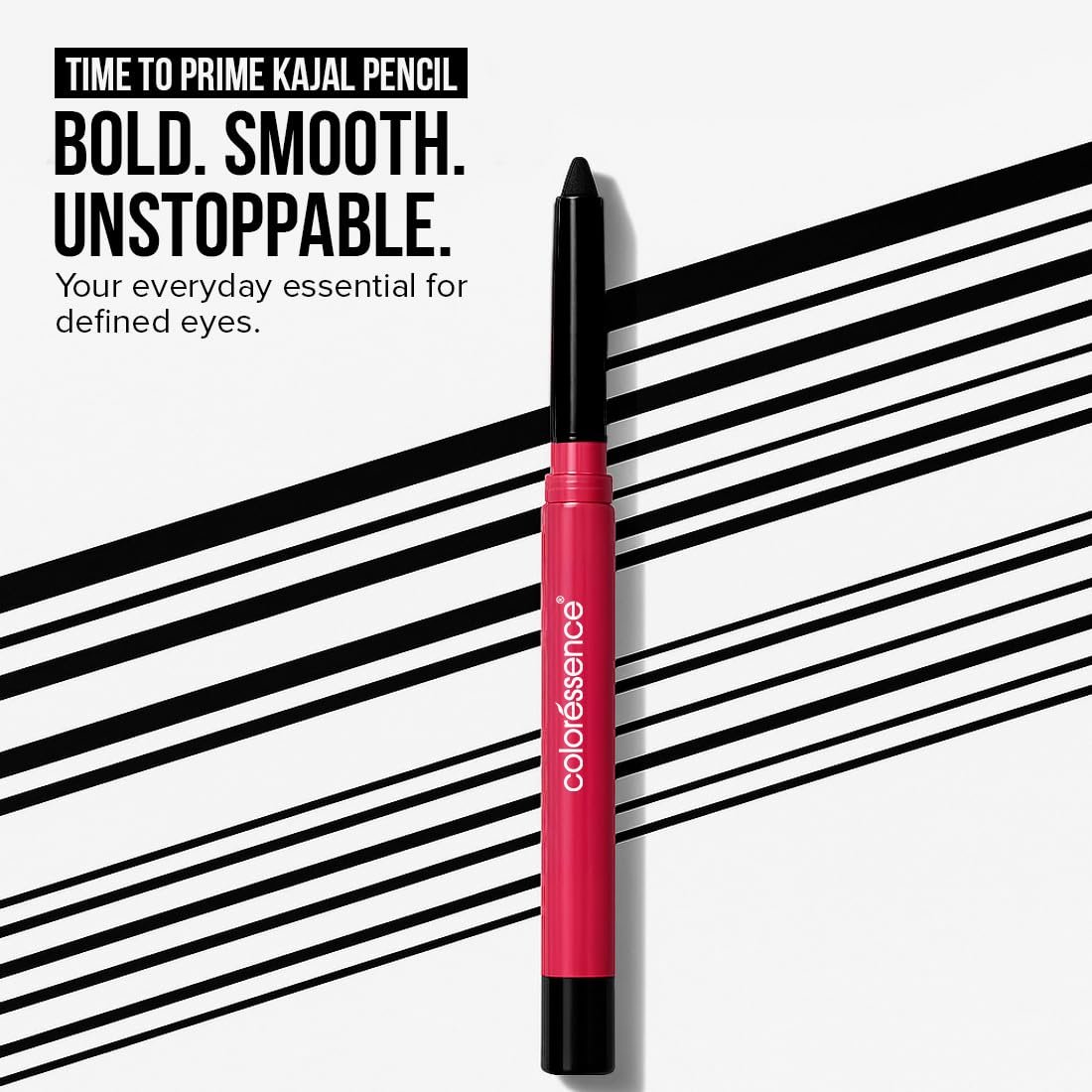 Coloressence Time to Prime Kajal Pencil, Intense Black | Matte Finish | Smudgeproof | Waterproof | Long Lasting | Infused with Almond Oil