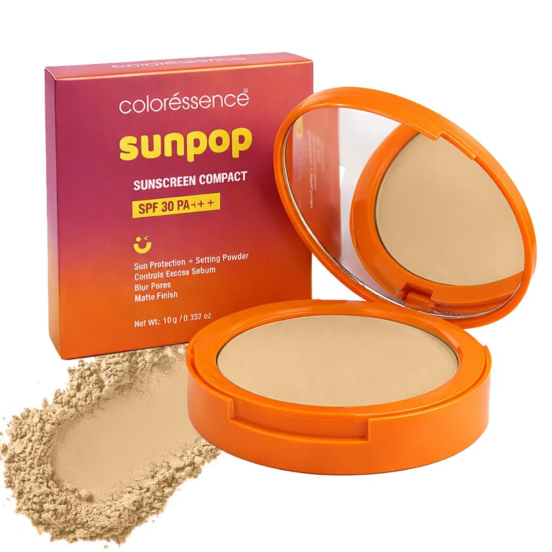 COLORESSENCE Sunpop Sunscreen Compact Powder SPF 30 PA+++, Pearl, 10gm with FREE Applicator Puff | Blur Pores | Oil Control | Matte Finish | For All Skin Types Visit the Coloressence Store