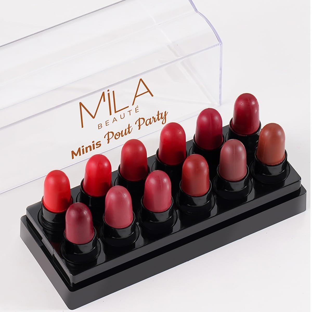 Mila Beauté 12 Creamy Matte Mini Pout Party Lipstick Kit | Lip Hydrating & Light-weight | Long Lasting Lipsticks for Women | Suitable All Indian Tones | Shade – Browns & Reds 12g
