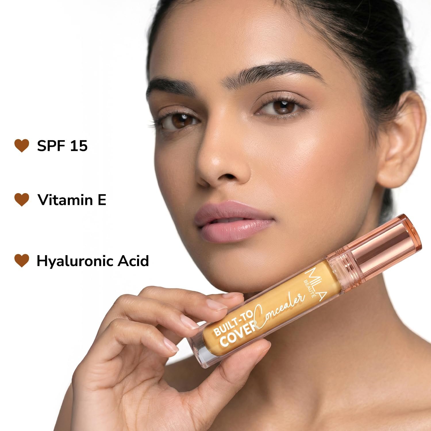 Mila Beauté Built to cover liquid concealer for women with SPF & Hyaluronic acid| Full coverage matte finish concealer for dark circles | Easily blendable & Waterproof formula| Suitable for Indian Skin Tones – 110-CRUSHED CARAMEL - Image 3
