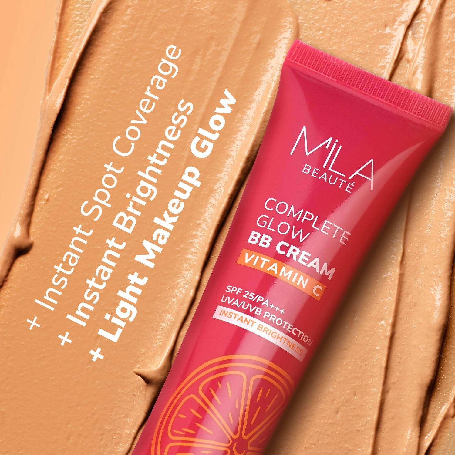 Mila Beaute Complete Glow BB Cream for Instant Spot Coverage + Instant Brightness + Light Makeup Glow I With SPF25 PA+++ & Vitamin C I Hydrating (3-Deep)