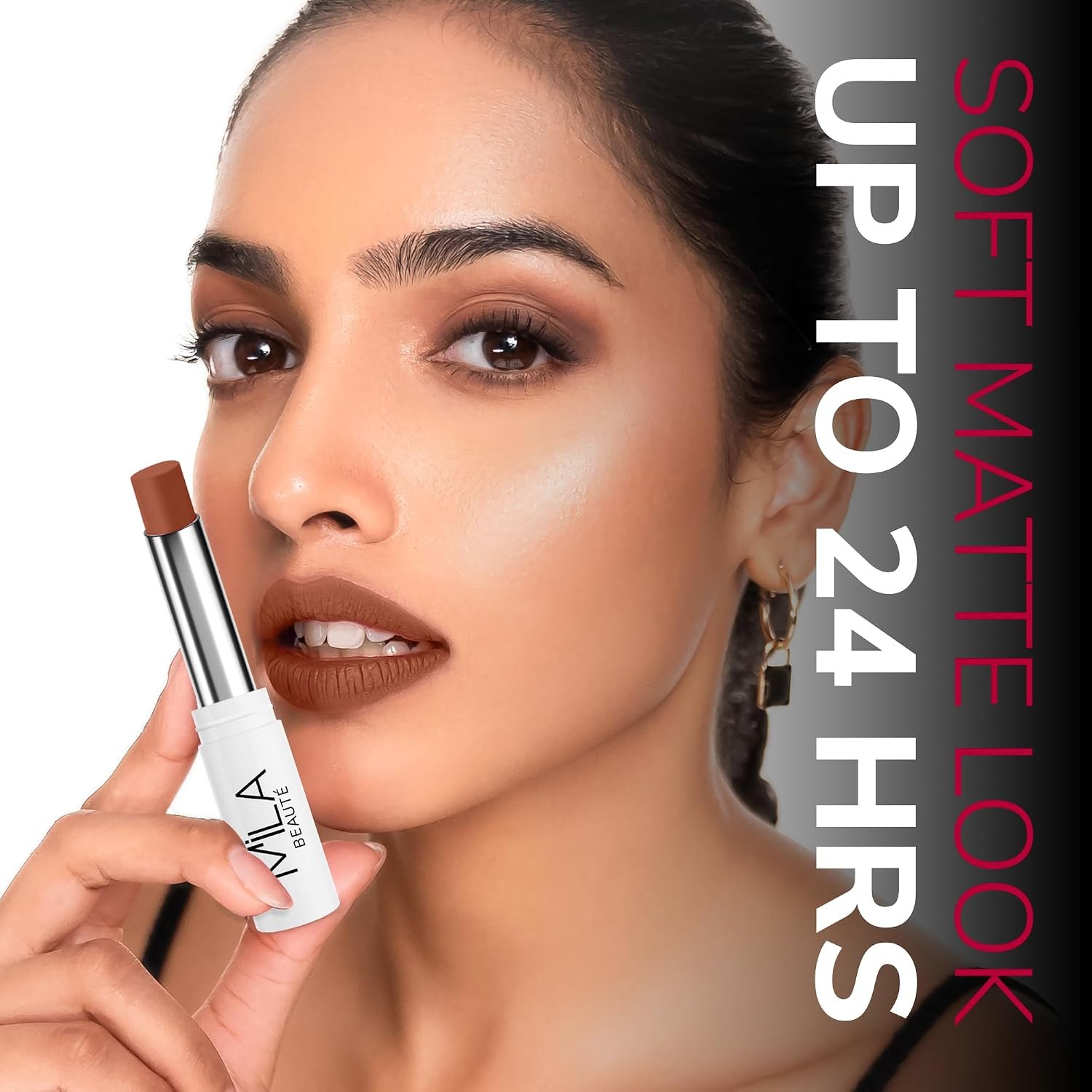 Mila Beauté 24 Hrs Locked In Lips Transfer Proof Lipstick | Enriched With Mango Seed Butter & Hyaluronic Acid | Transfer Proof Formula with Velvety Texture | Smudge Proof & Highly Pigmented | Shade - (Floral Pink, 3.2g) - Image 3