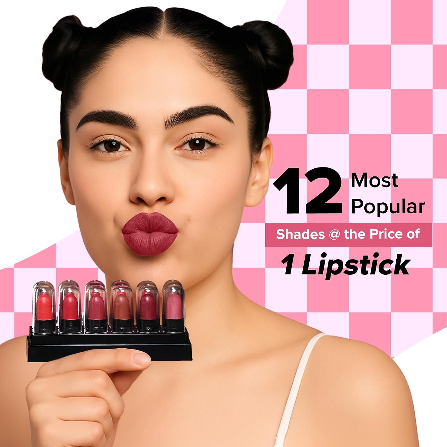 Mila Beauté 12 Creamy Matte Mini Pout Party Lipstick Kit | Lip Hydrating & Light-weight | Long Lasting Lipsticks for Women | Suitable All Indian Tones | Shade – Browns & Reds 12g