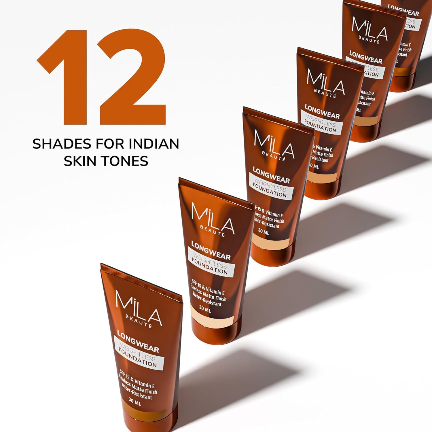 Mila Beauté Longwear Weightless Foundation | Matt Finish With SPF 15 and Vitamin E | Water Resistant Buildable Formula & Super Light | Liquid Foundation | Shade - (102 Ivory, 30ml) - Image 3