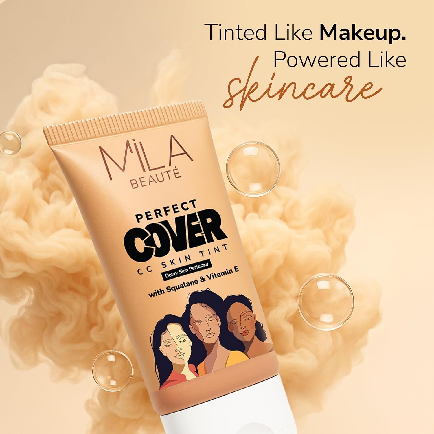 Mila Beauté Perfect Cover Cc Cream With Spf 24+ I Light Makeup With Natural Coverage & Dewy Finish I Skin Tint With Squalene I Hydrate & Brighten Skin |conceal Dark Spots