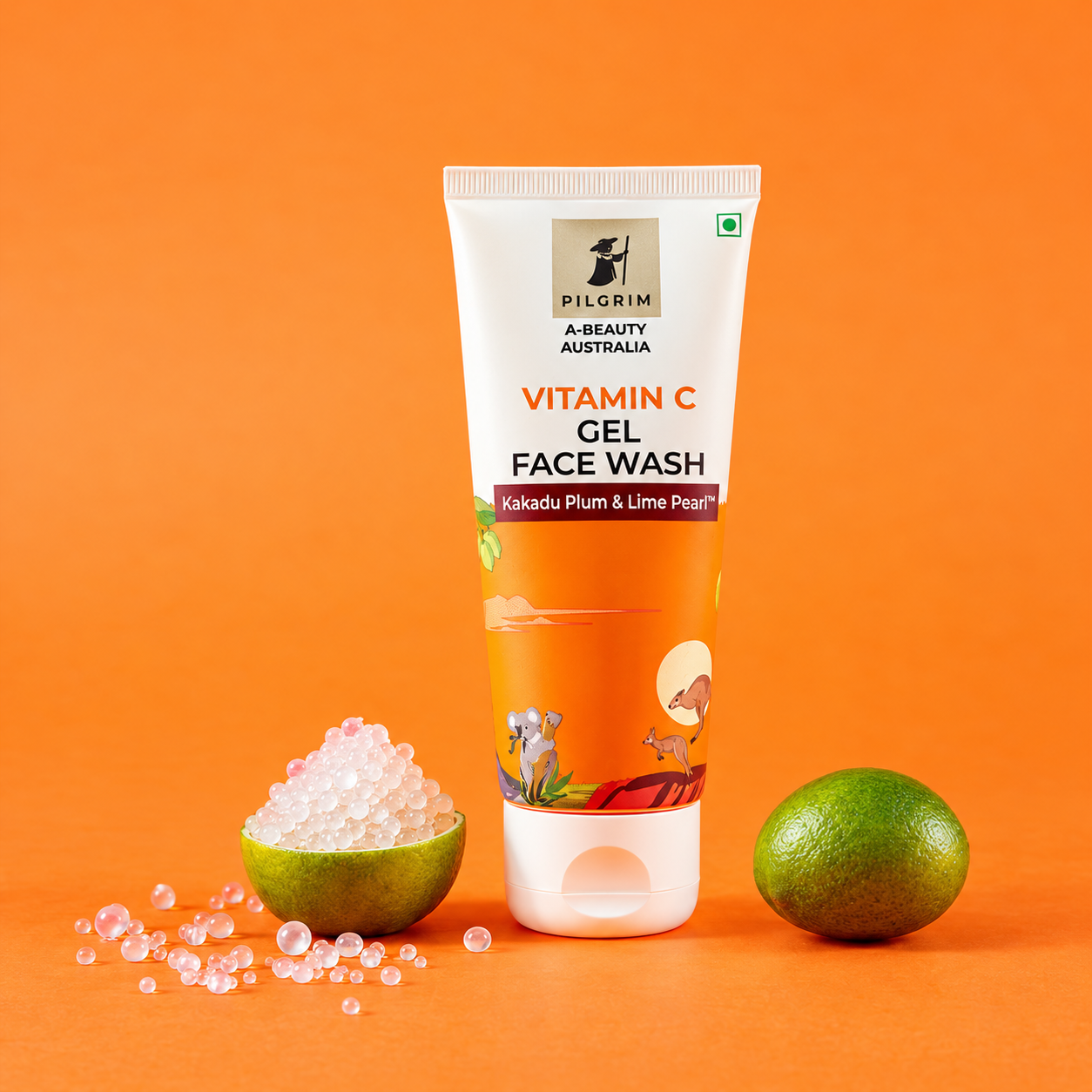 Pilgrim A-Beauty Australia Vitamin C Gel Face Wash with Kakadu Plum & Lime Pearl | Gentle Cleansing Face Wash for Fresh & Radiant-Looking Skin | Gel-Based Facial Cleanser | Daily Face Wash