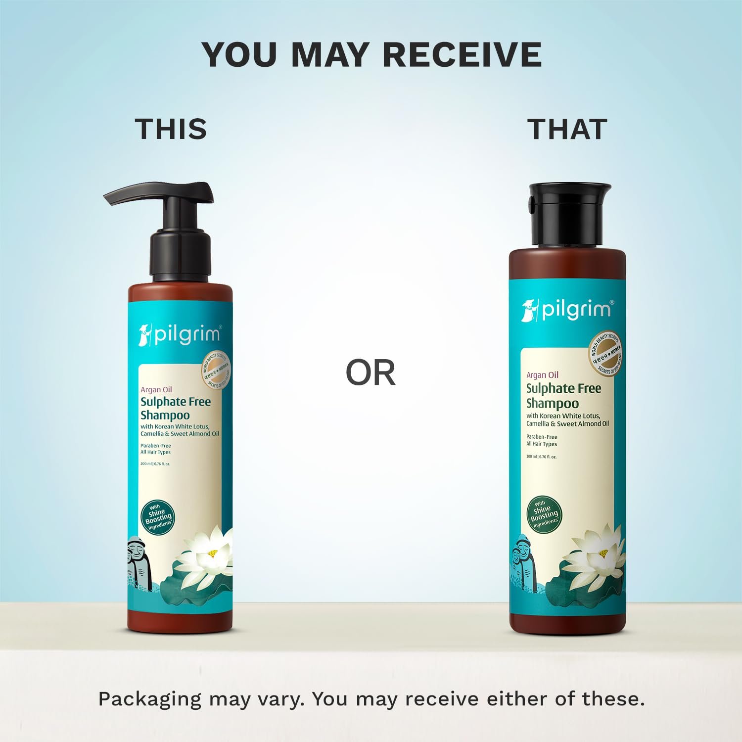 Pilgrim Mild Sulphate Free Shampoo (Argan Oil) For Dry Frizzy Hair, Men and Women, No Sulphate No Paraben, Korean Beauty Secrets (Shampoo), 200ml