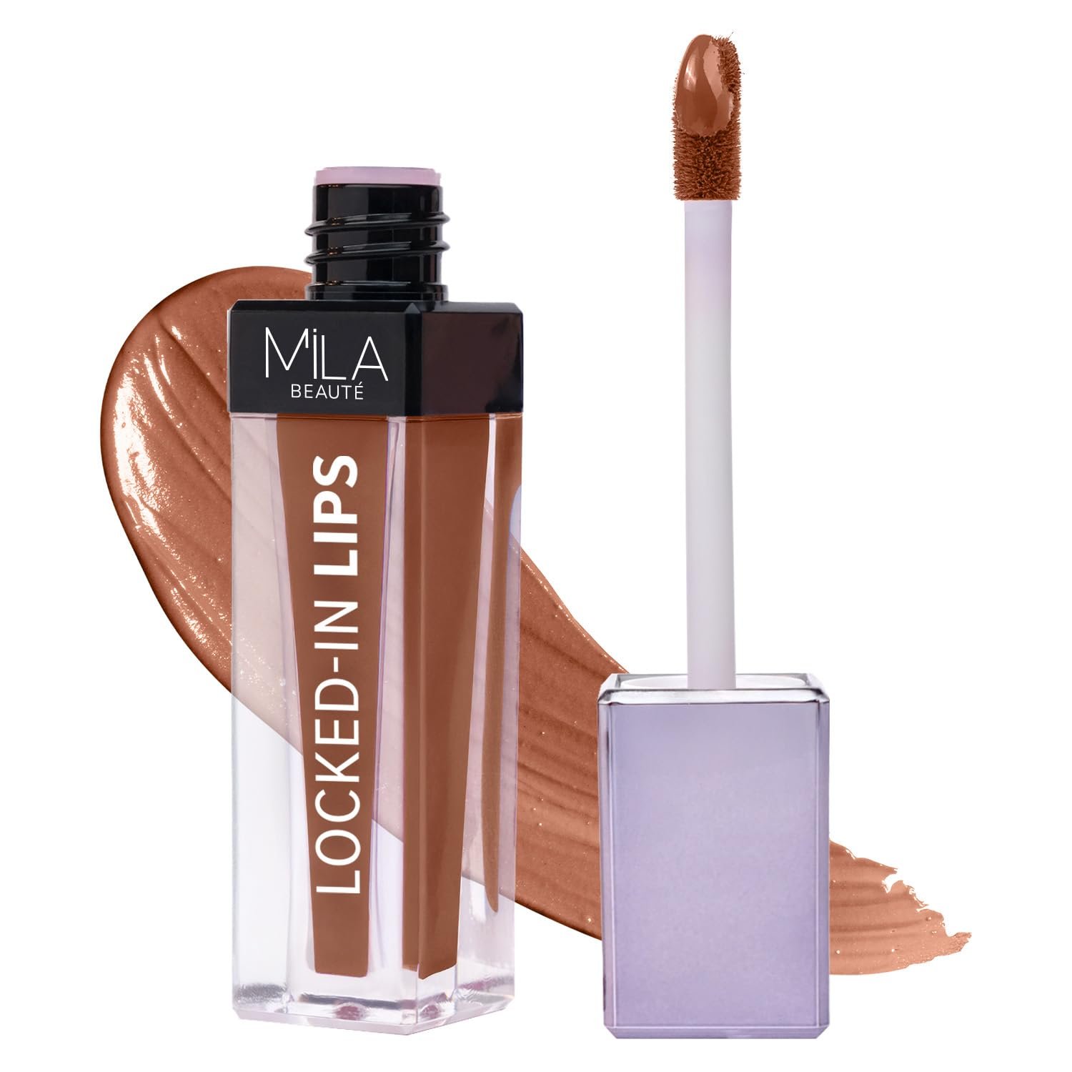 Mila Beauté Locked In Lips Transfer Proof Liquid Lipstick | 12 Hrs Non Transfer | Highly Pigmented and Hydrating | Transfer Proof Formula with Hyaluronic Acid | Smooth Glide Application – (Milk Tea, 4.5 ml)
