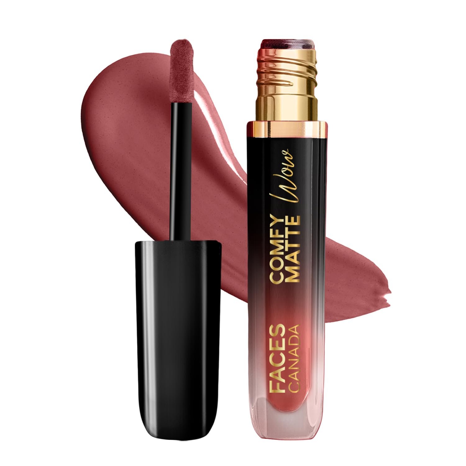 FACES CANADA Comfy Matte Wow Liquid Lipstick – Choco Couture 01 (Brown) 3.8ml | One Swipe Application | Highly Pigmented | Comfortable Wear | Glides Smoothly | Long Lasting | Transferproof, Smudgeproof & Waterproof