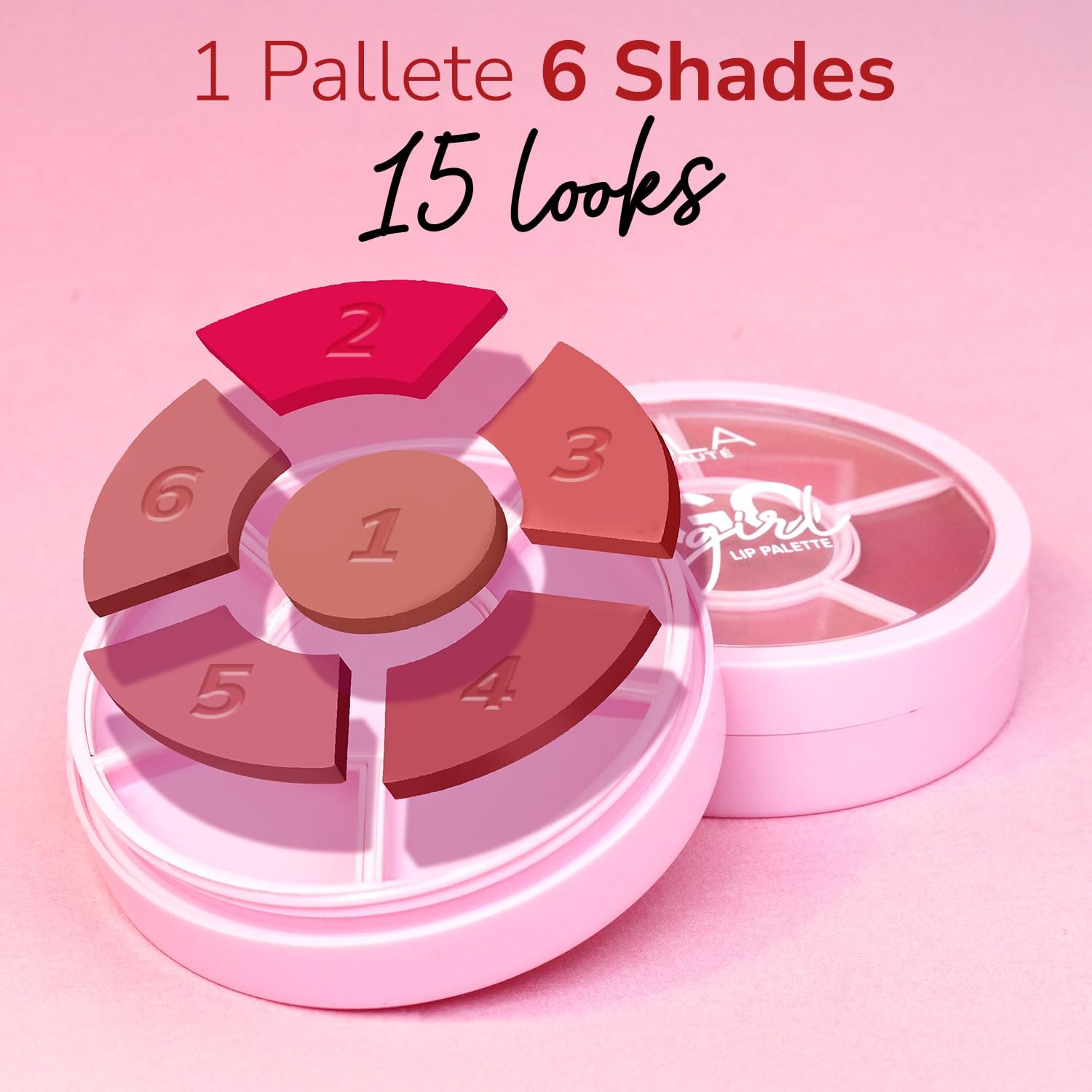 Mila Beaute Go Girl Lip Palette with 6 Pigmented Shades I Creamy Matte Finish I Hydrating Formula of Pomegranate Extract & Hyaluronic Acid I Travel Friendly Lip Palette - FOREVER PINKS & BERRIES - Image 2