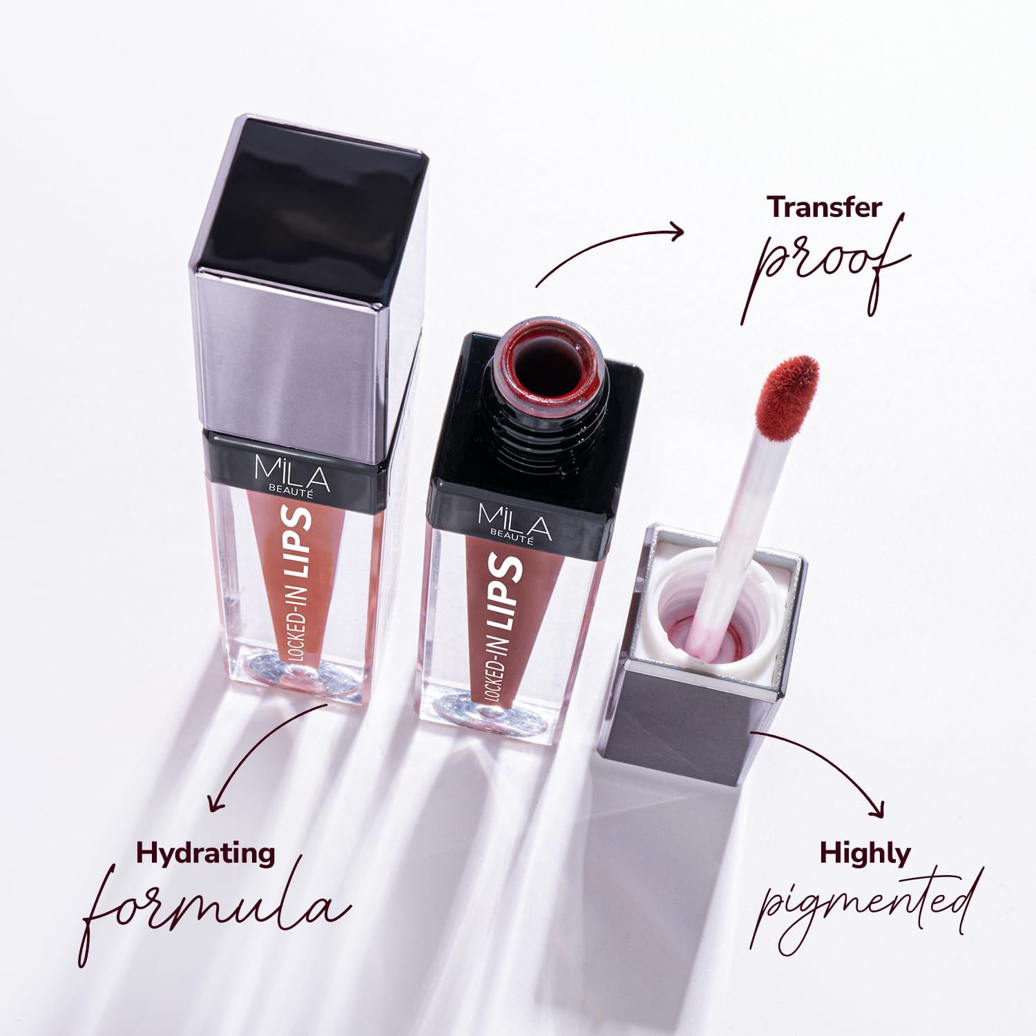 Mila Beauté Locked In Lips Transfer Proof Liquid Lipstick | 12 Hrs Non Transfer | Highly Pigmented and Hydrating | Transfer Proof Formula with Hyaluronic Acid | Smooth Glide Application - (Milk Tea, 4.5 ml) - Image 3