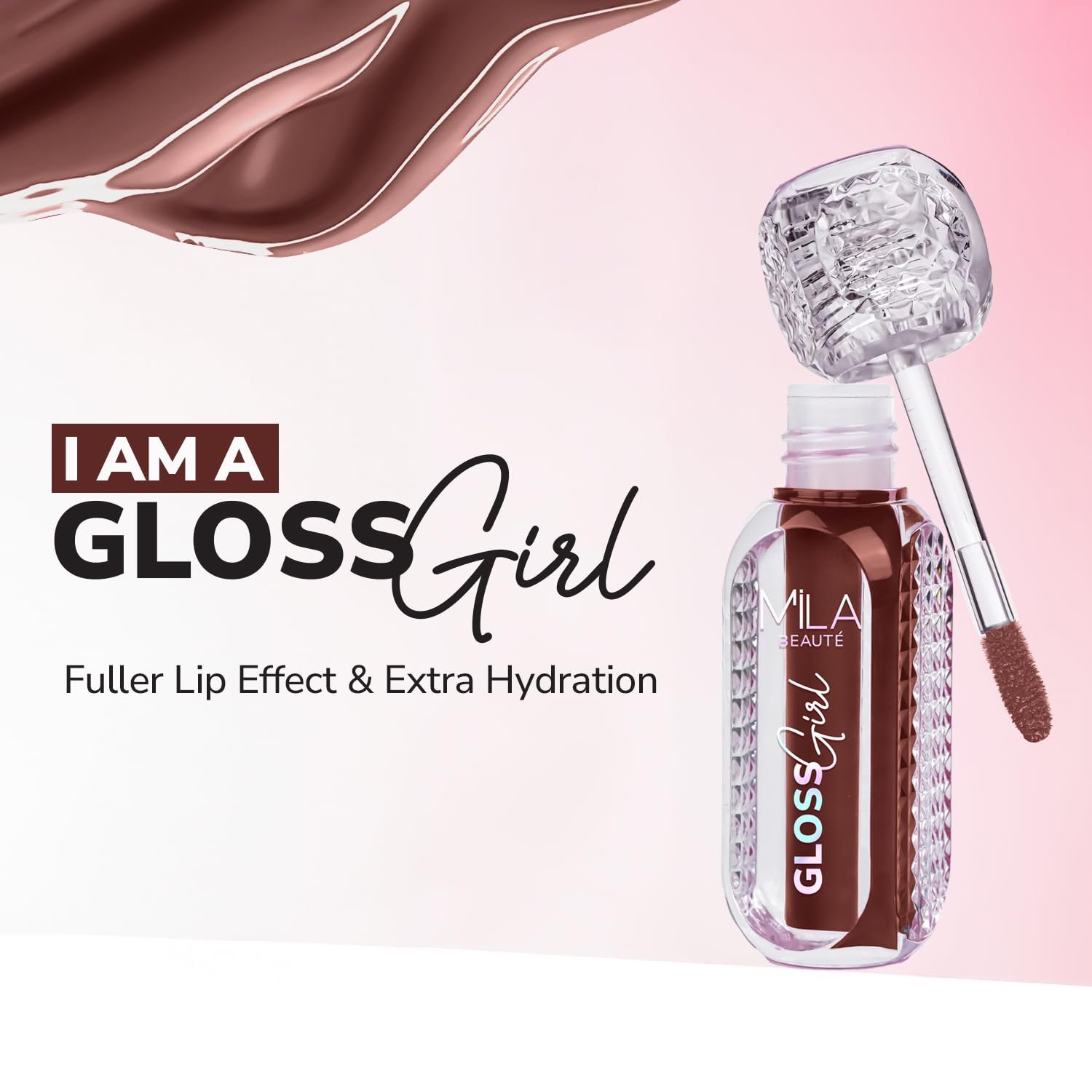 Mila Beauté Gloss Girl Lip Gloss | Enriched With Mango Seed Butter & Hyaluronic Acid | Light Weight & Non-Sticky Formula | Gives Fuller-Lip Effect & Extra Hydration | High Shine Finish – Dont Know, 2.8 ml