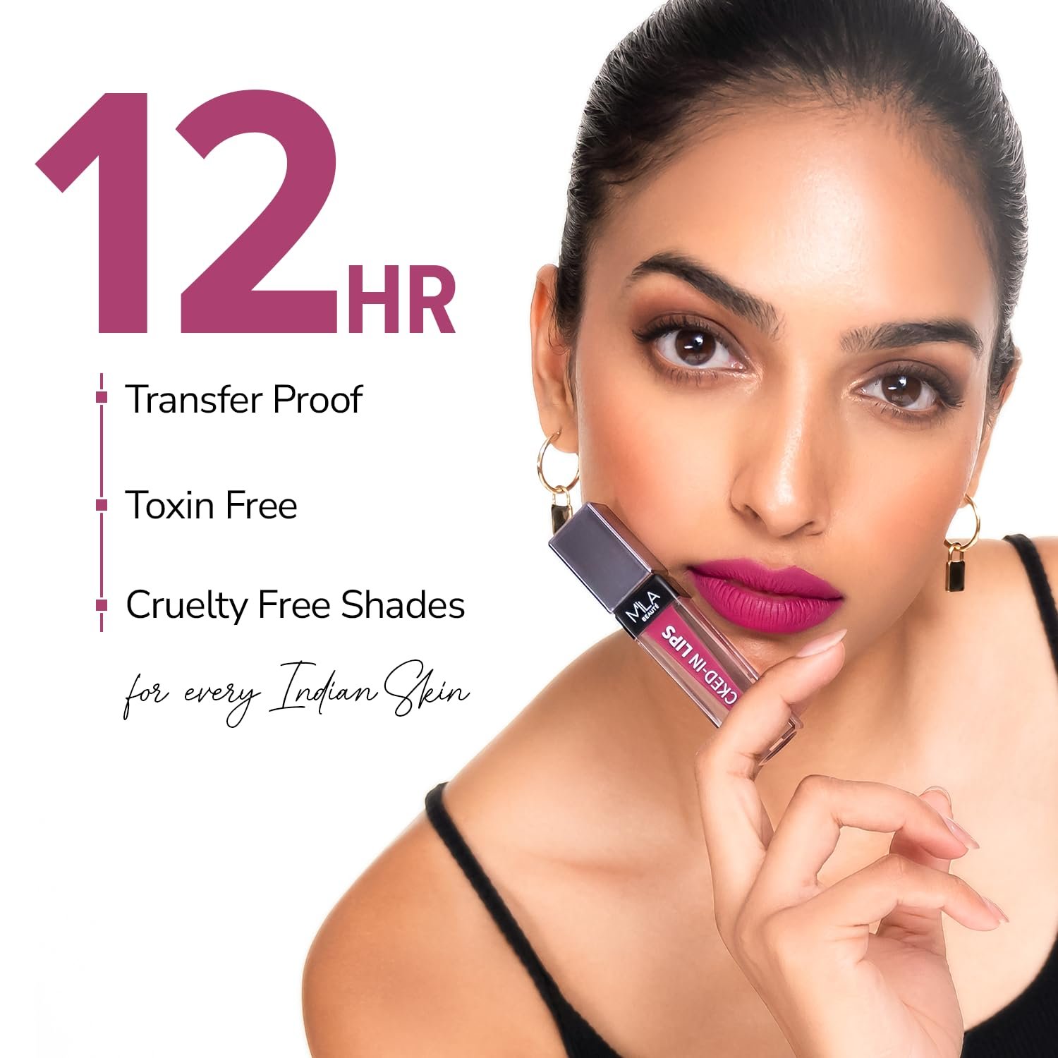 Mila Beauté Locked In Lips Transfer Proof Liquid Lipstick | 12 Hrs Non Transfer | Highly Pigmented and Hydrating | Transfer Proof Formula with Hyaluronic Acid | Smooth Glide Application – (Milk Tea, 4.5 ml)
