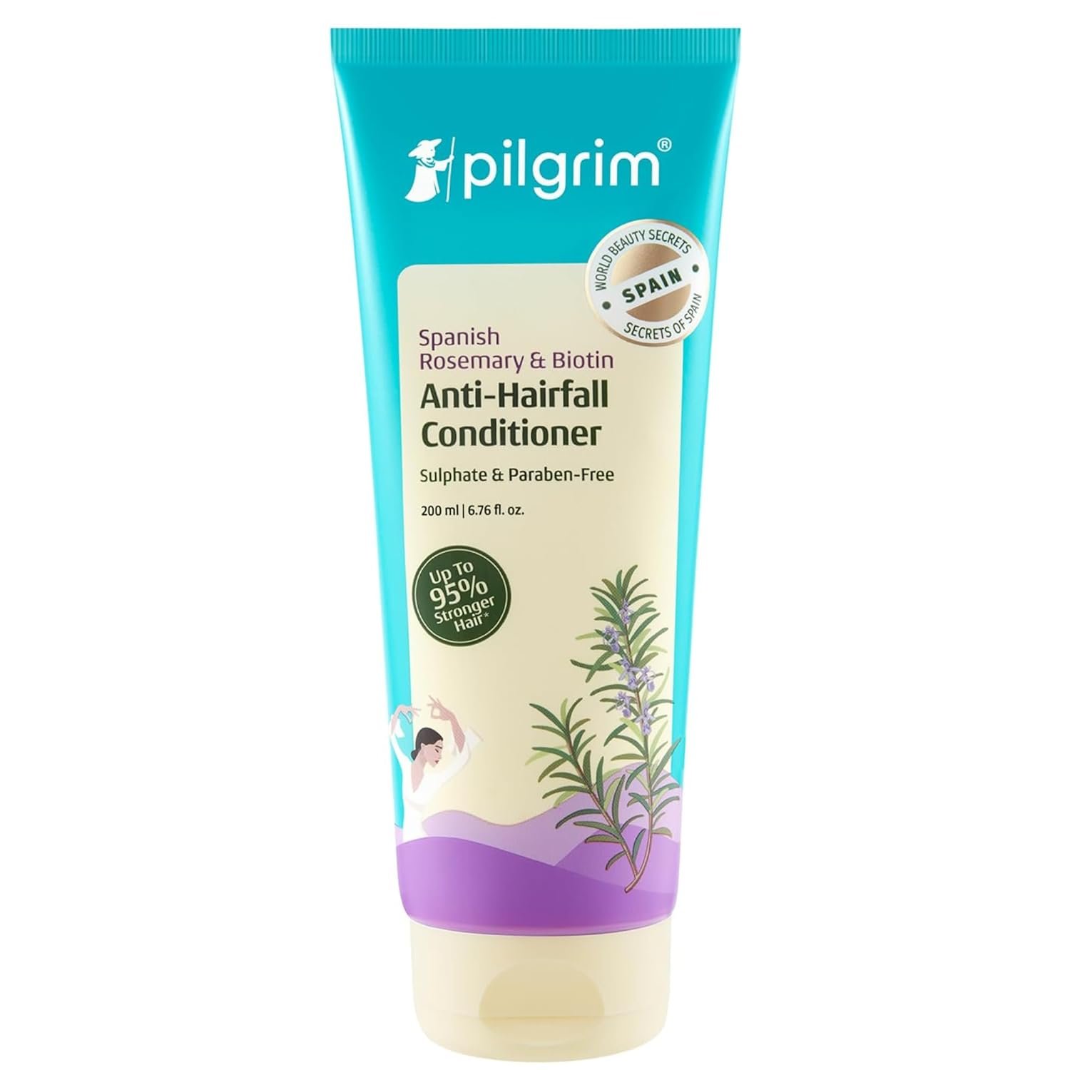 Pilgrim Spanish Rosemary & Biotin Anti Hairfall Conditioner for Reducing Hair Loss & Breakage | Upto 95% stronger hairs | Suitable for all hair types | For Men & Women 180ml