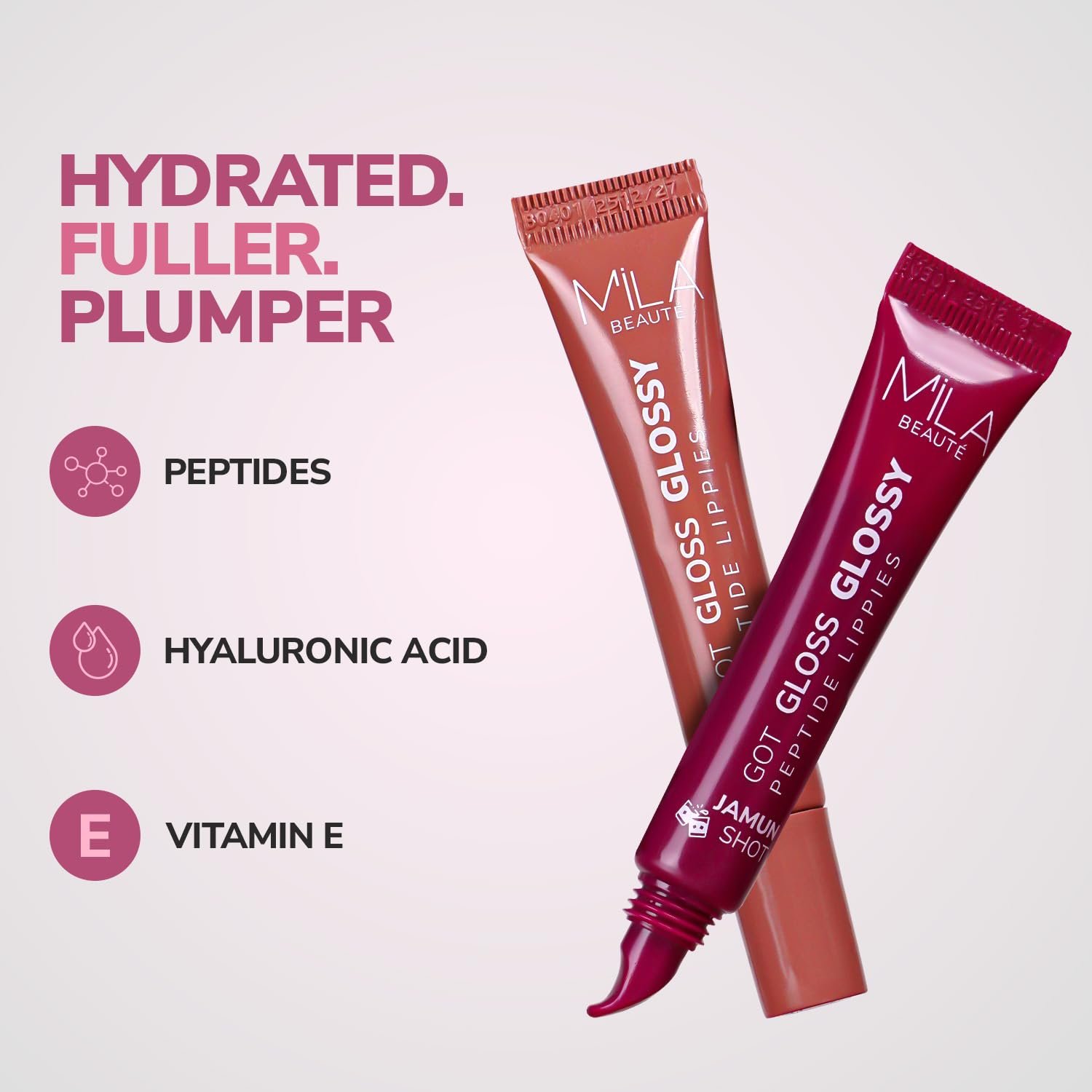 Mila Beauté Peptide Lip Gloss Balm I With SPF & Hyaluronic Acid I Plump & Fuller Lips I Hydrating & Shiny Lip Balm Non Sticky I Highly Pigmented I Soft & Nourished Lips - Peach Sharbat - Image 3
