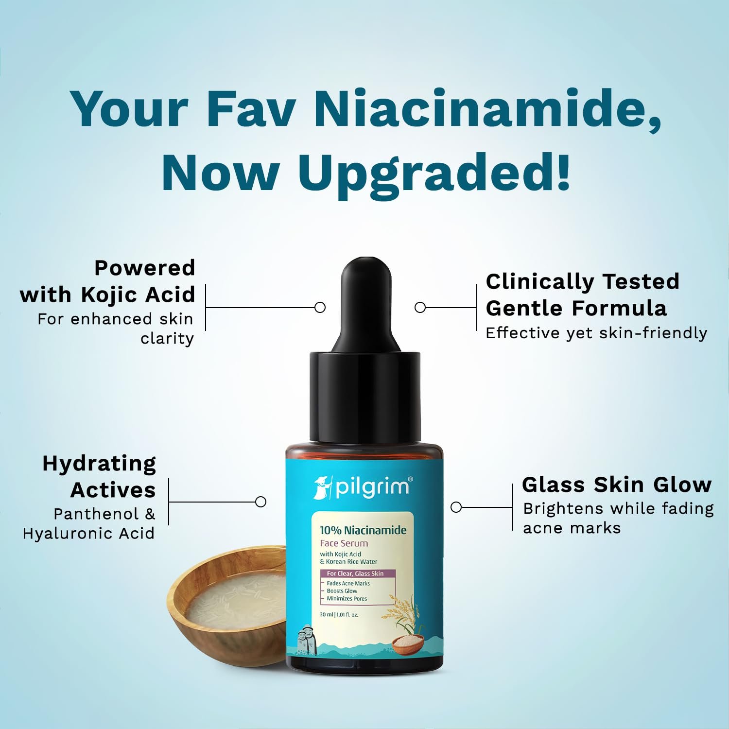 Pilgrim 10% Niacinamide Face Serum for Acne Marks & Glass Skin Glow - 30ml - Image 3