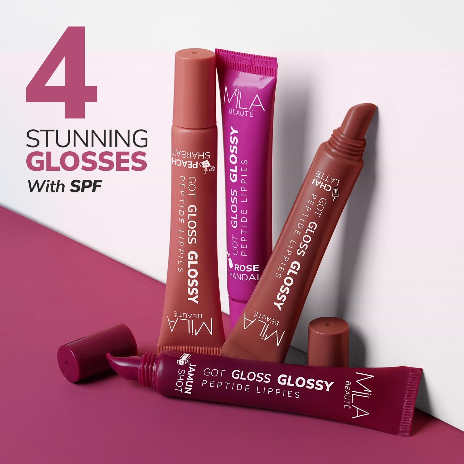 Mila Beauté Peptide Lip Gloss Balm I With SPF & Hyaluronic Acid I Plump & Fuller Lips I Hydrating & Shiny Lip Balm Non Sticky I Highly Pigmented I Soft & Nourished Lips – Peach Sharbat