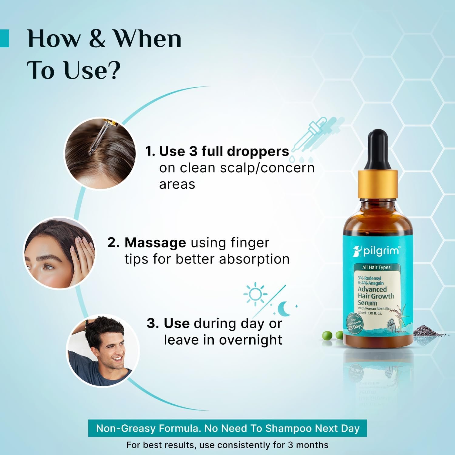 Pilgrim Advanced Hair Growth Serum with 3% Redensyl & 4% AnaGain -30ml - Image 7
