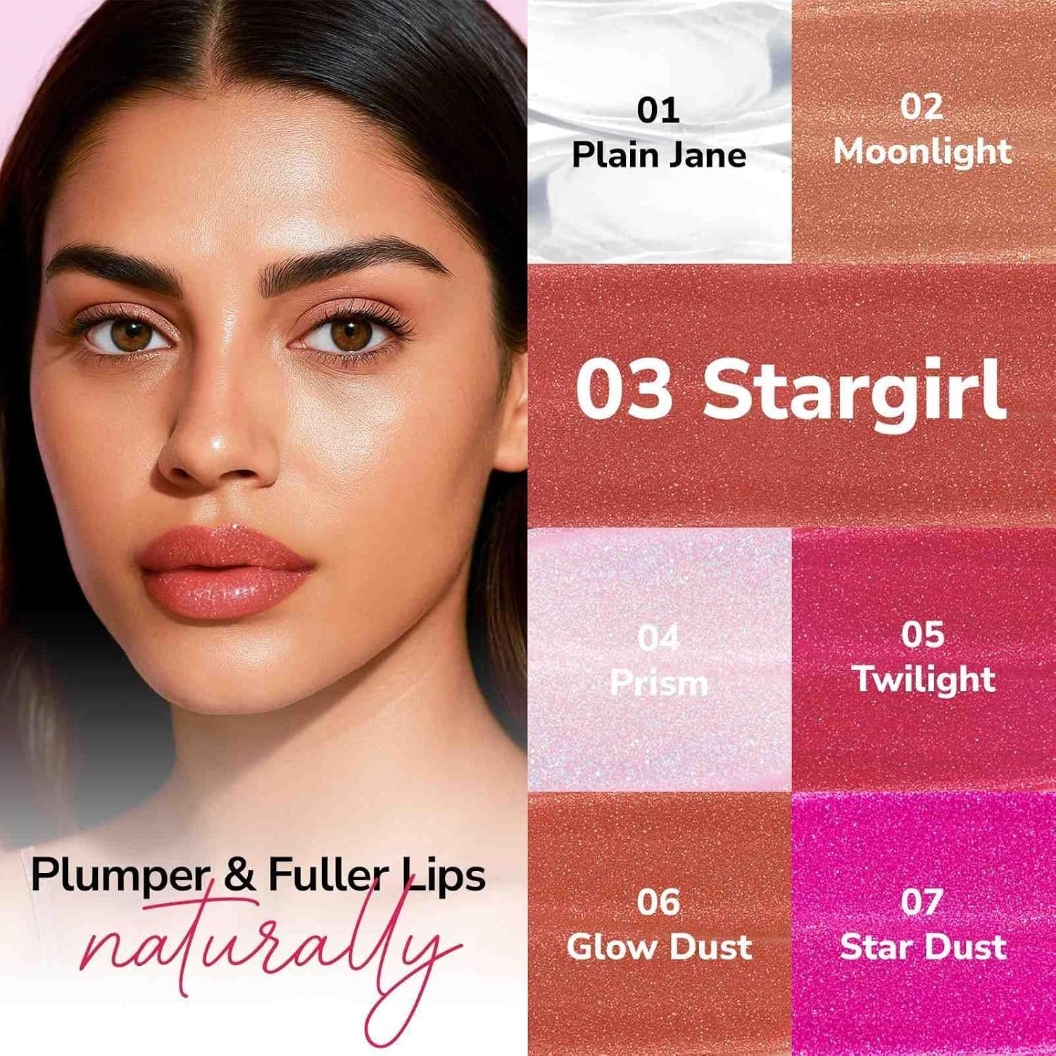 Mila Beauté Star Girl Lip Gloss | Plump Lips & High Shine with Peptides, Collagen & Micro Shimmers I Light Weight (Prism) - Image 4