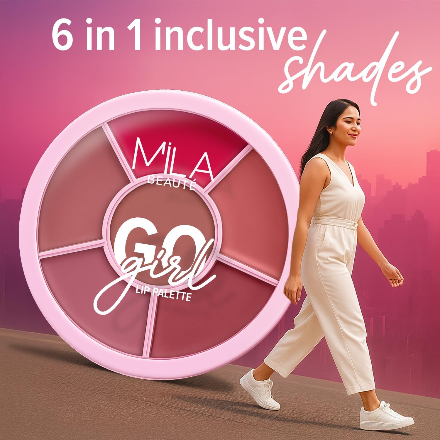 Mila Beaute Go Girl Lip Palette with 6 Pigmented Shades I Creamy Matte Finish I Hydrating Formula of Pomegranate Extract & Hyaluronic Acid I Travel Friendly Lip Palette - FOREVER PINKS & BERRIES - Image 4