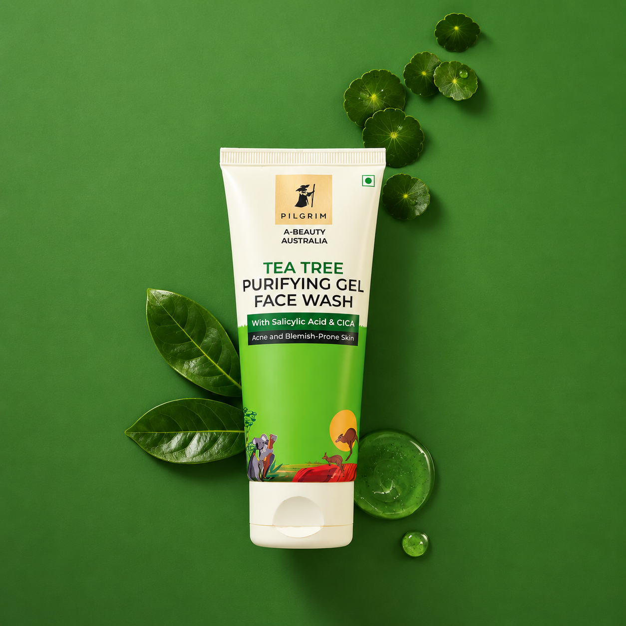 Pilgrim Tea Tree Purifying Gel Face Wash with Salicylic Acid & CICA | Deep Cleansing Face Wash for Acne & Blemish-Prone Skin | Helps Unclog Pores, Remove Excess Oil & Impurities | 100 ml