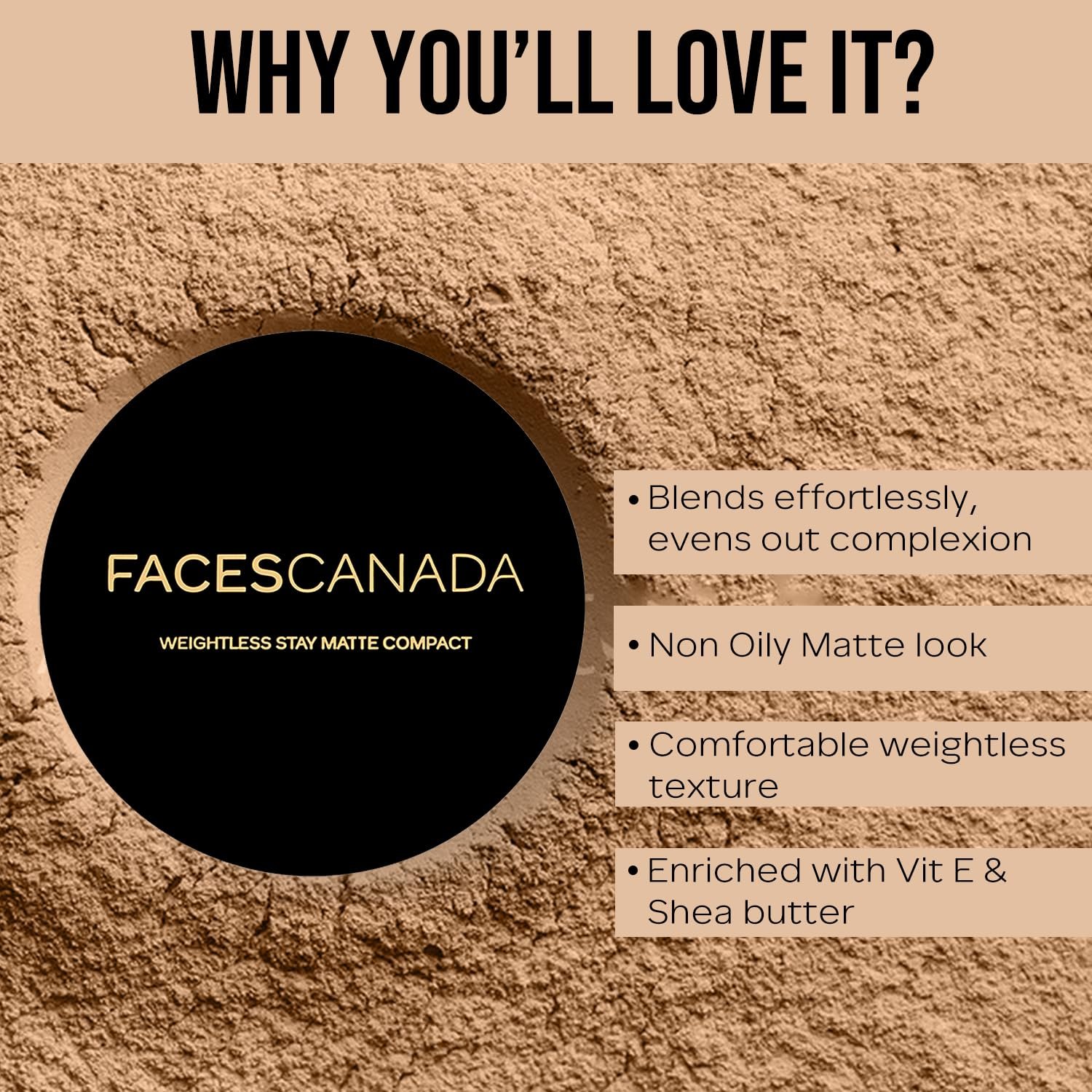 FACESCANADA Weightless Stay Matte Finish Compact Powder – Natural, 9g | Non Oily Matte Look | Evens Out Complexion | Hides Imperfections | Blends Effortlessly | Pressed Powder For All Skin Types