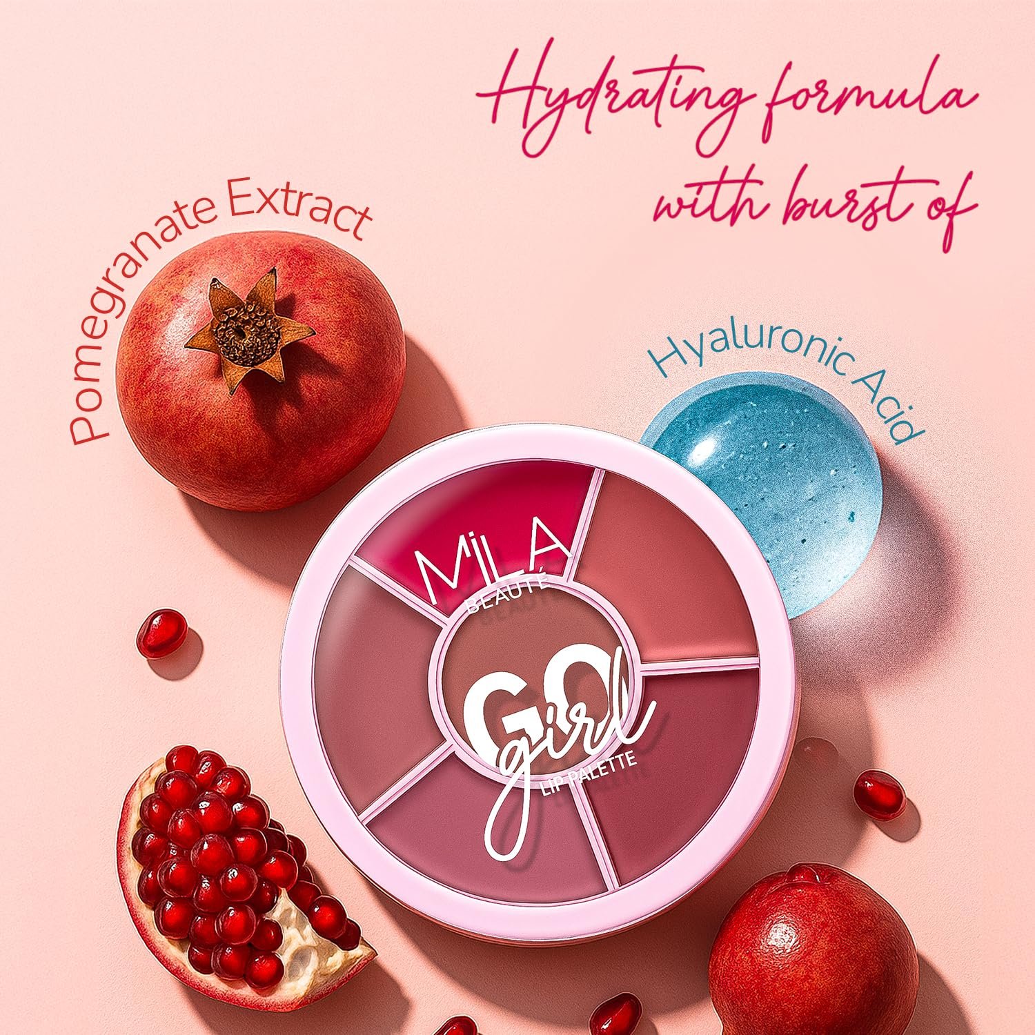 Mila Beaute Go Girl Lip Palette with 6 Pigmented Shades I Creamy Matte Finish I Hydrating Formula of Pomegranate Extract & Hyaluronic Acid I Travel Friendly Lip Palette - FOREVER PINKS & BERRIES - Image 3