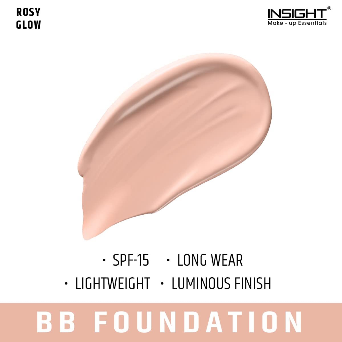 INSIGHT BB Foundation | Medium Coverage|2-in-1 Formula|Hydrating & Long-Lasting | Lightweight Finish for Everyday Use – Rosy Glow – 30ml