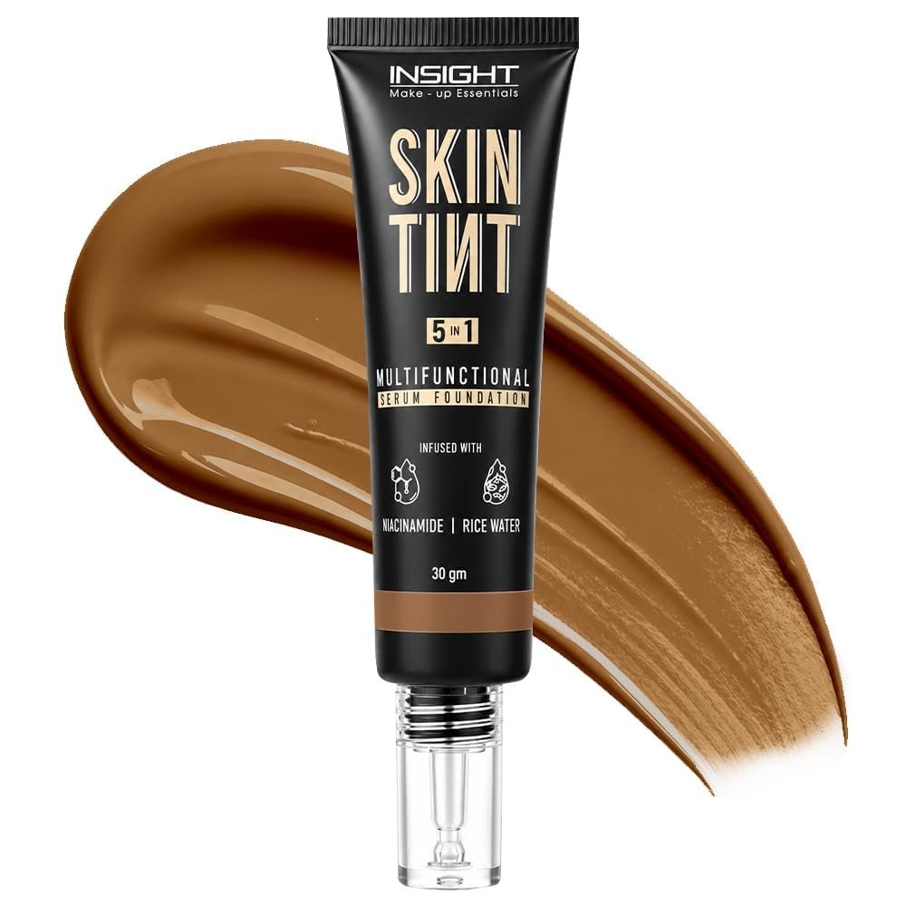 INSIGHT Skin Tint 5-in-1 Serum Foundation (30g) | SPF 20 PA++++ | Lightweight, Hydrating & Brightening with Niacinamide & Rice Water | Primer, Moisturizer & Sunscreen in One | For All Skin Types – Shade: Hazelnut Shot